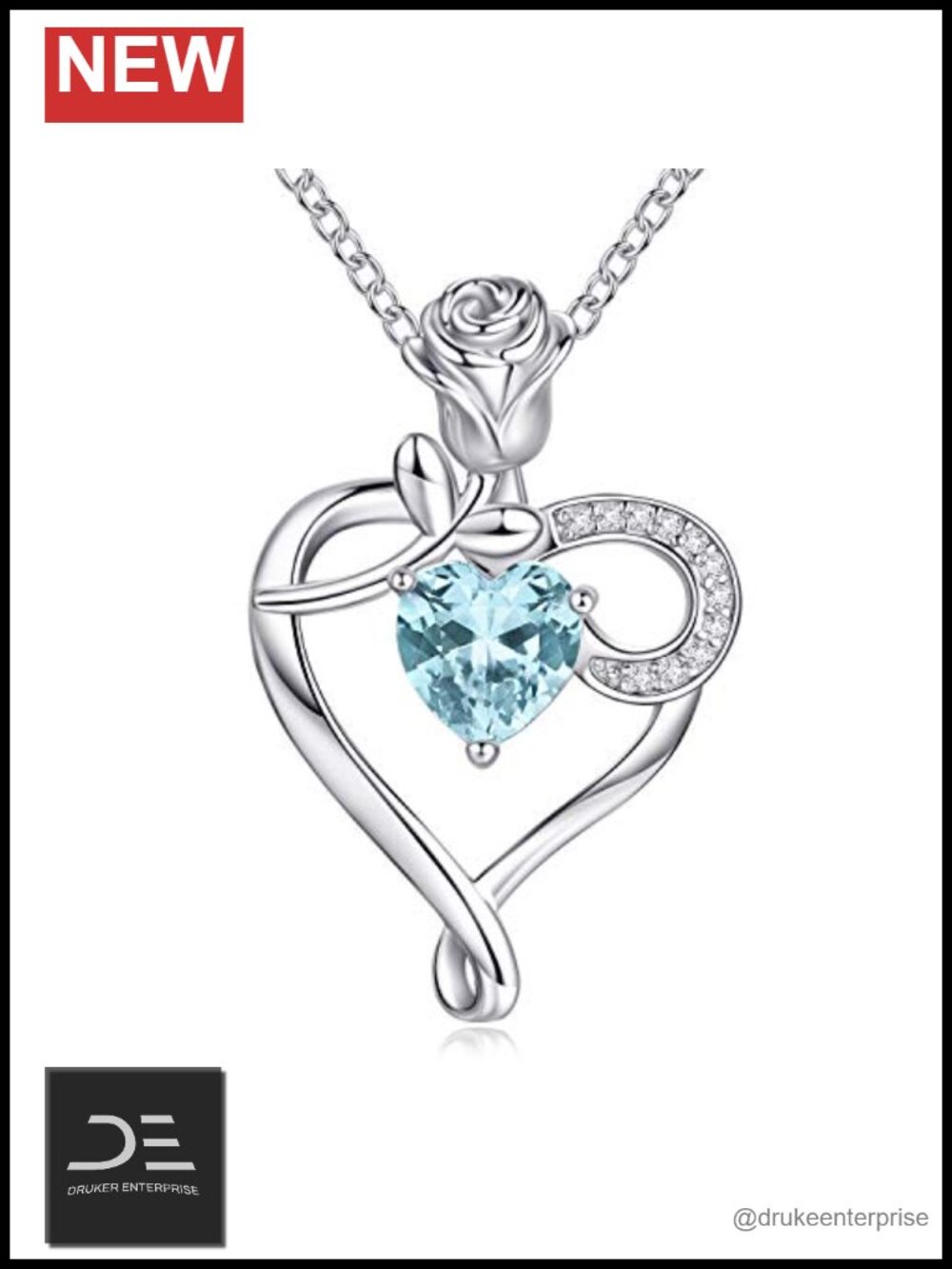 925 Sterling Silver Heart Pendant Necklace Cubic Zirconia Birthstone 16-18in
